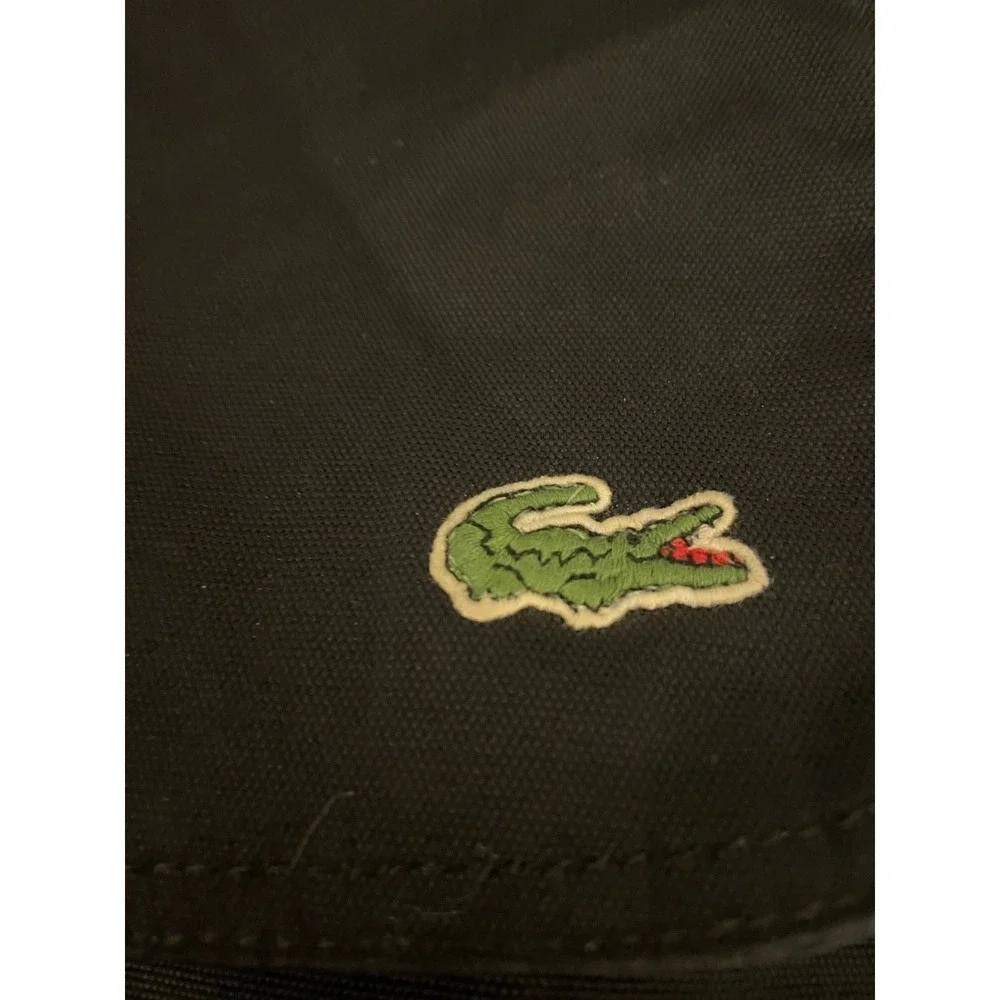 Lacoste Messenger Bag Black‎ Nylon Crossbody Adjustable Strap Logo Patch